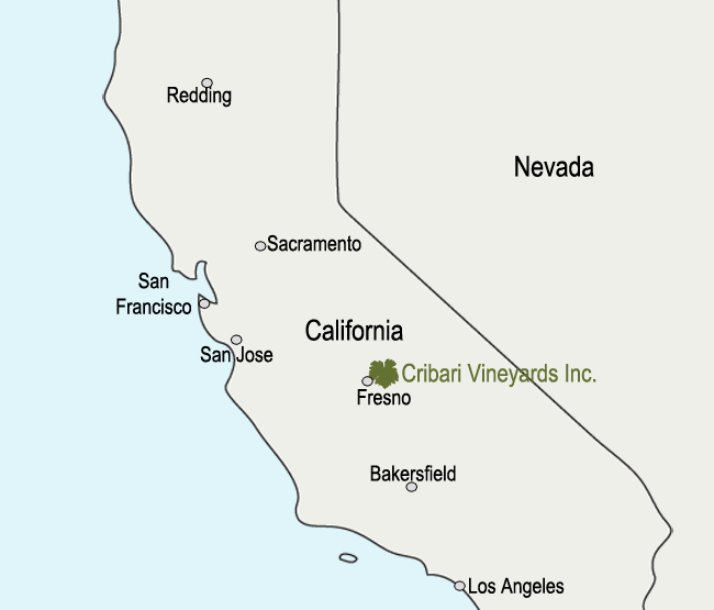 California Map Cribari Vineyards